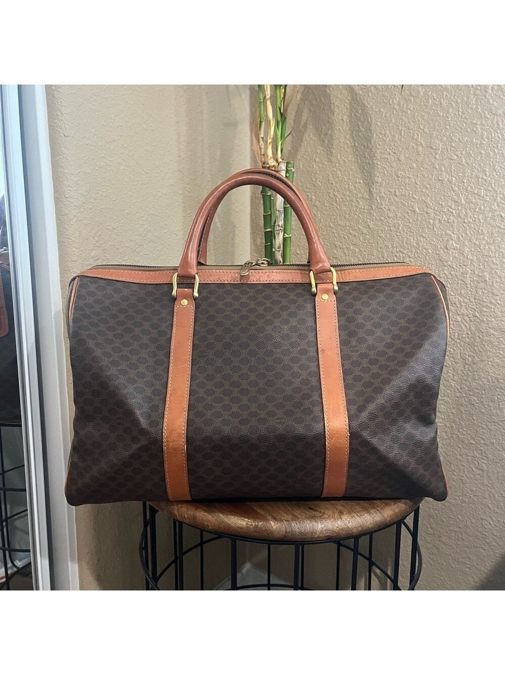 CELINE BROWN MACADAM DUFFLE BAG - Picture 3 of 16